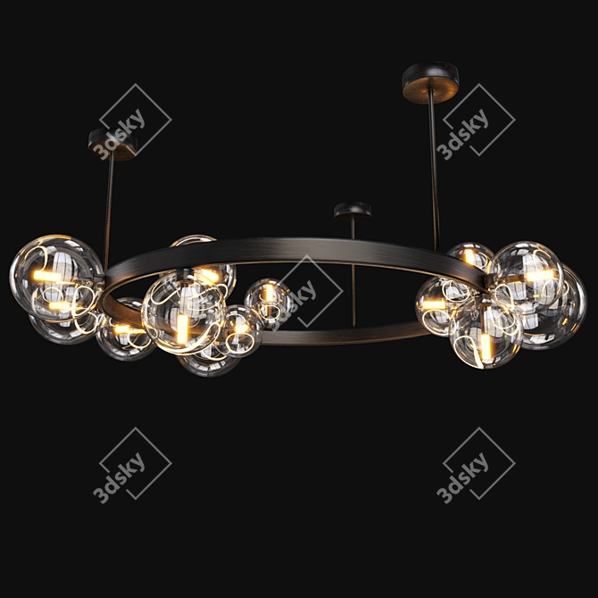 Modern Black Iona Ring Lamp 3D model image 3