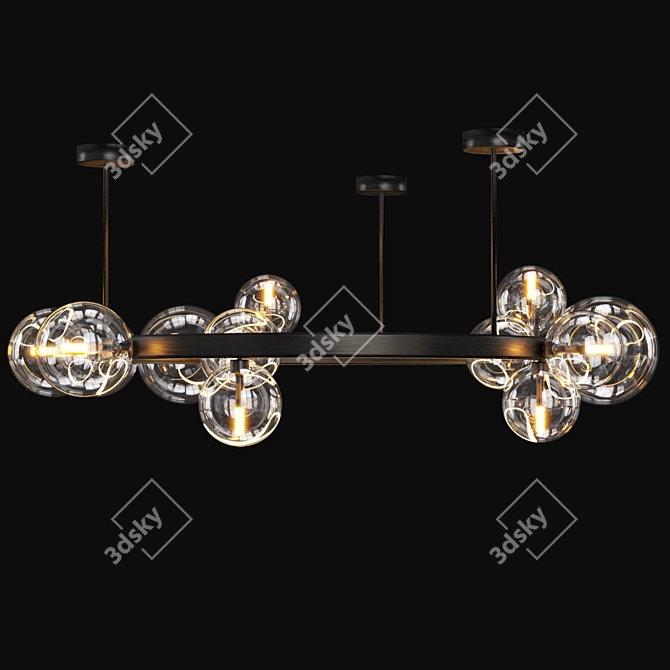 Modern Black Iona Ring Lamp 3D model image 4