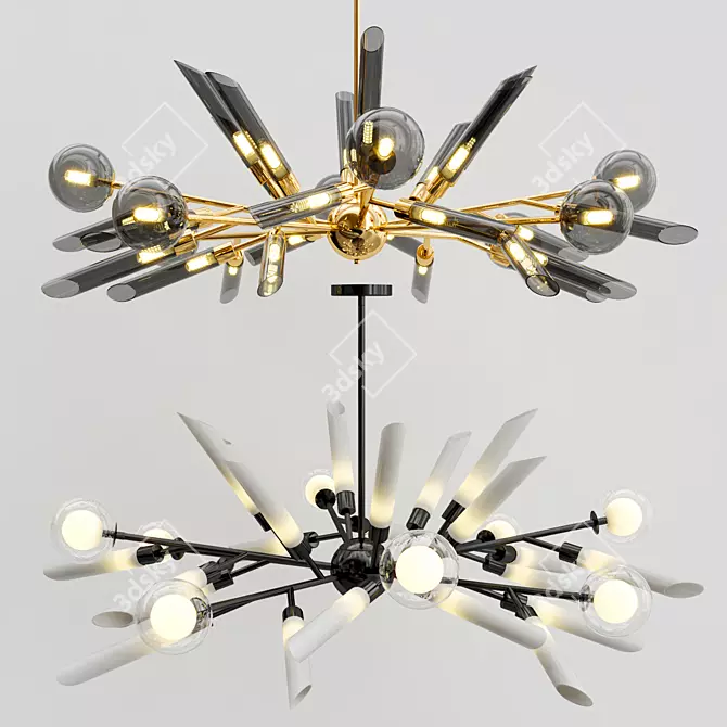 Luxury Glass Ball LED Chandelier 3D model image 2