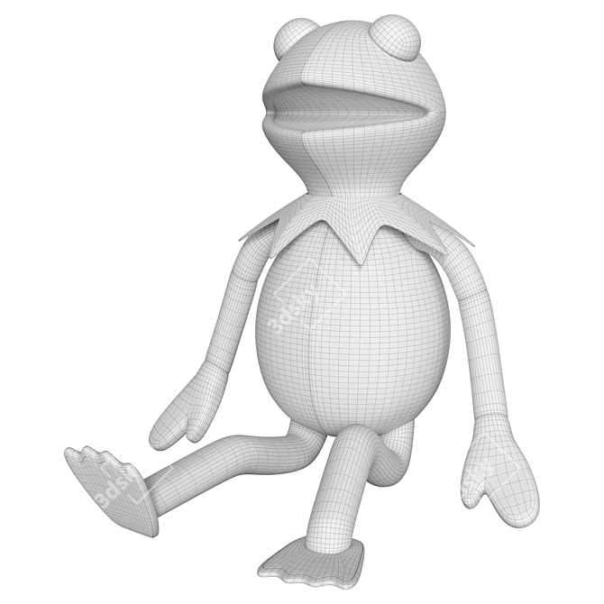 Cuddly Kermit Plush Toy 3D model image 2