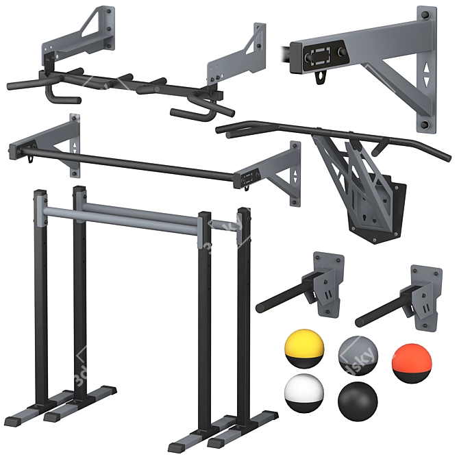 HOMFIT Home Gym Set - Bars & Paralets 3D model image 5