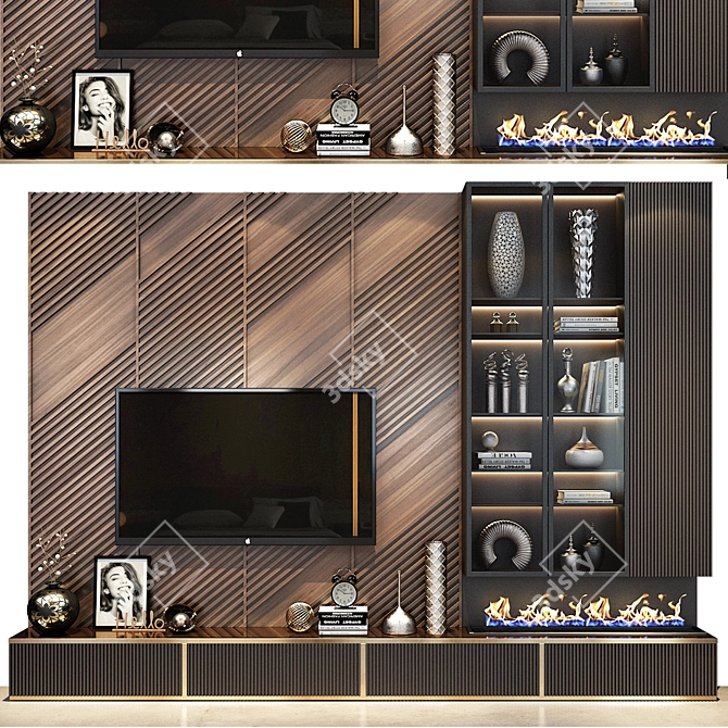 Modern TV Shelf: Stylish Wall Decor 3D model image 1