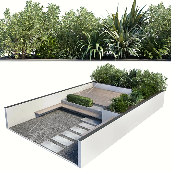 Urban Green Bench: Modern Outdoor Furniture 3D model image 1