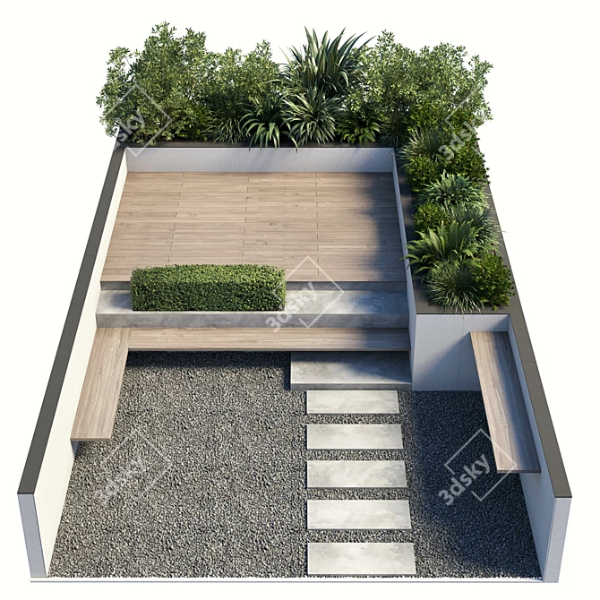 Urban Green Bench: Modern Outdoor Furniture 3D model image 2