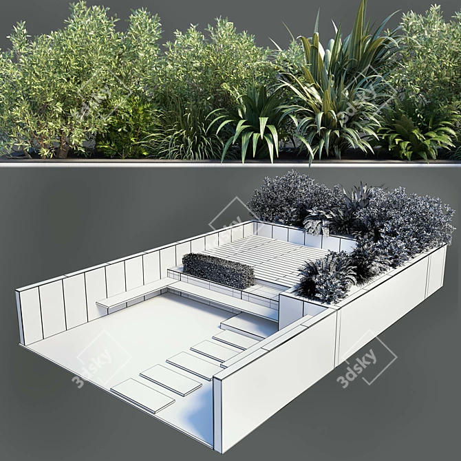 Urban Green Bench: Modern Outdoor Furniture 3D model image 5