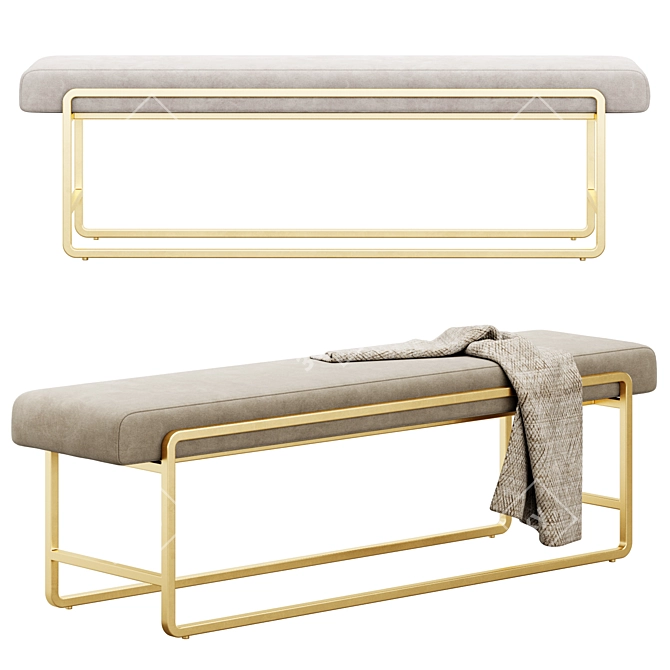 Sleek Sled Bench with Plush Comfort 3D model image 2