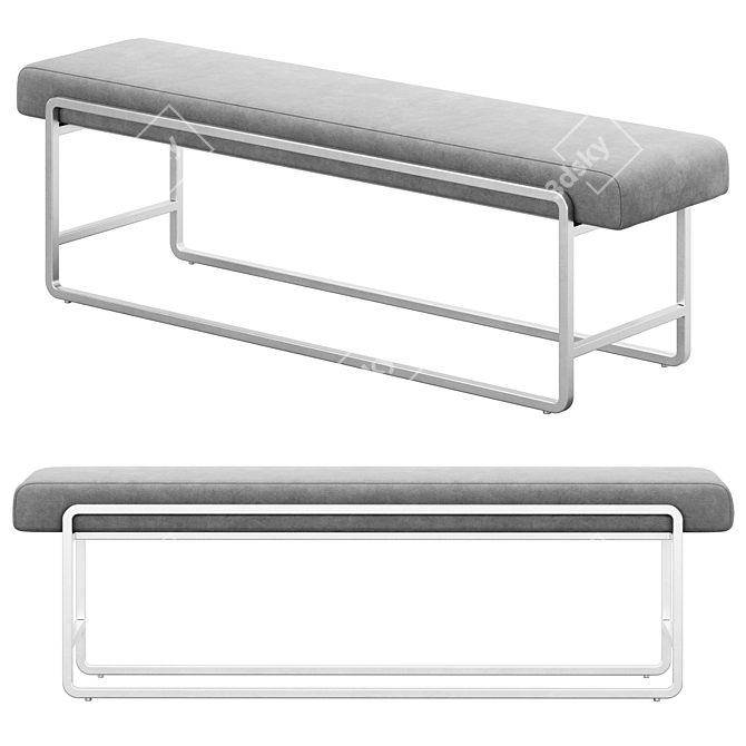 Sleek Sled Bench with Plush Comfort 3D model image 3