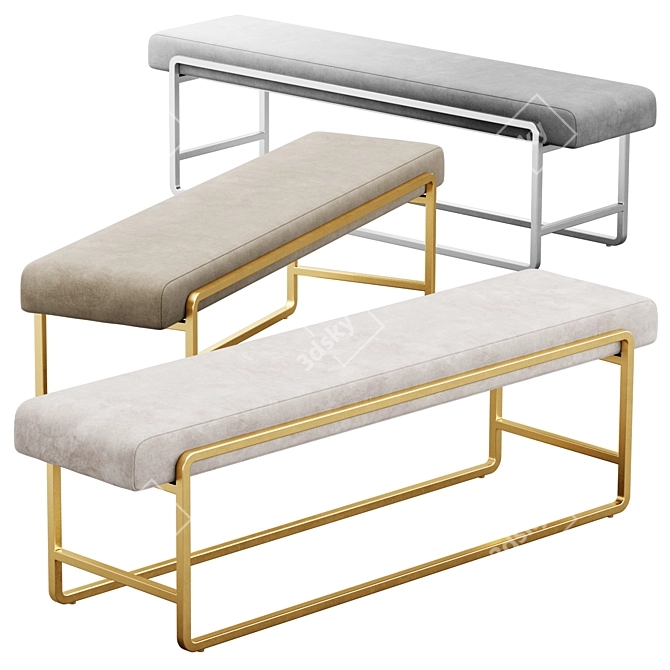 Sleek Sled Bench with Plush Comfort 3D model image 7