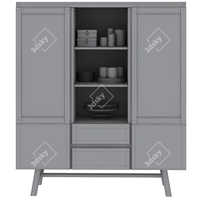 Brooklyn Cabinet: Stylish Storage with a Touch of Rustic Charm 3D model image 7