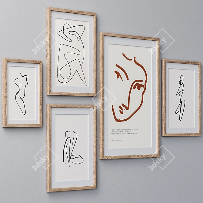 Elegant Frame Set with Various Sizes and Colors 3D model image 2