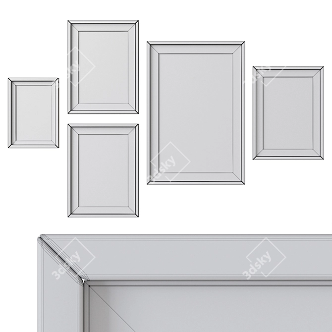 Elegant Frame Set with Various Sizes and Colors 3D model image 4