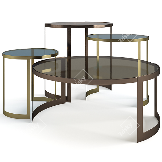 Luxury Fendi Casa Anya: Elegant Coffee Table Set 3D model image 1