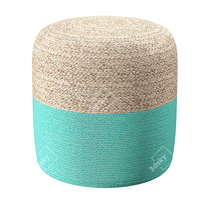 Boho Chic Jute Pouffe 3D model image 11