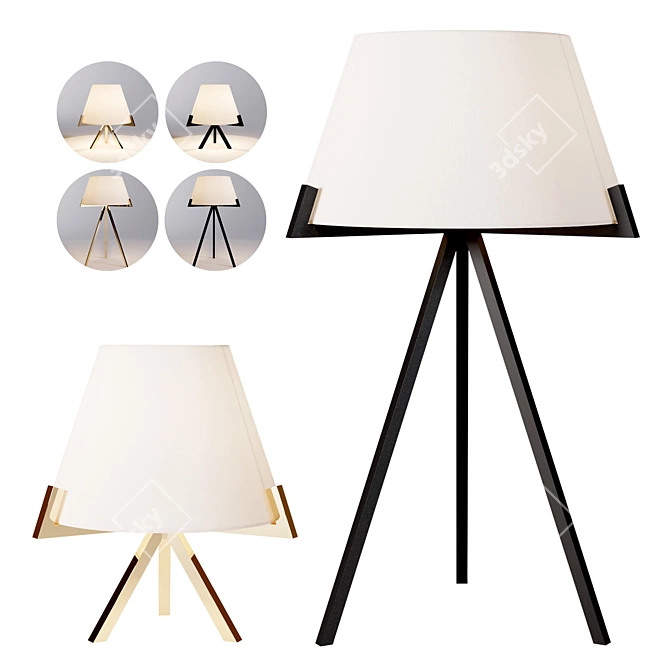 Modern Brass Table Lamps 3D model image 1