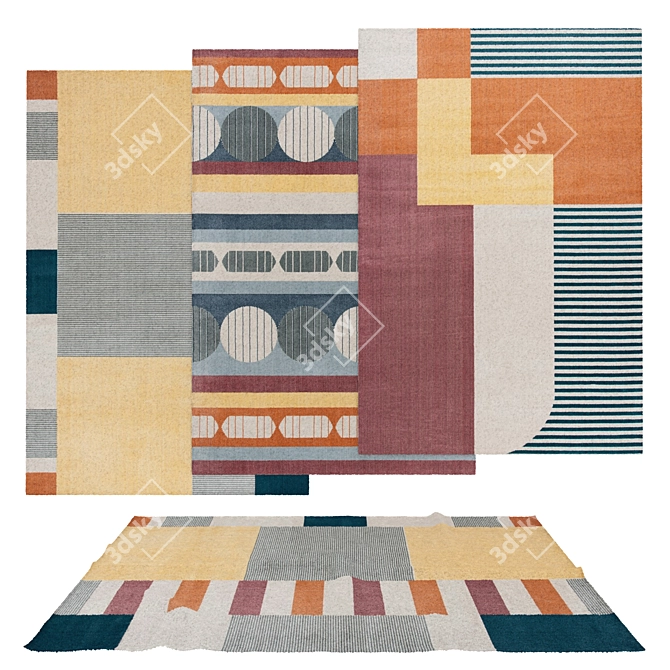 Versatile Set of 6 Rugs with Multiple Textures 3D model image 1