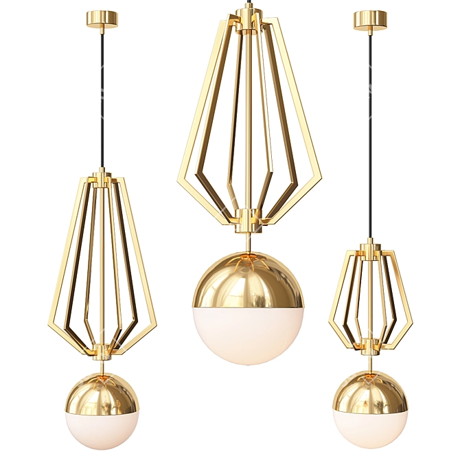 Scandi Gold Pendant Lamp: Minimalistic Elegance 3D model image 1