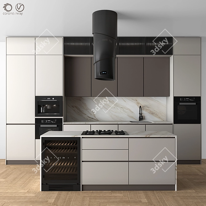 Modern Kitchen with Island - 24 3D model image 1