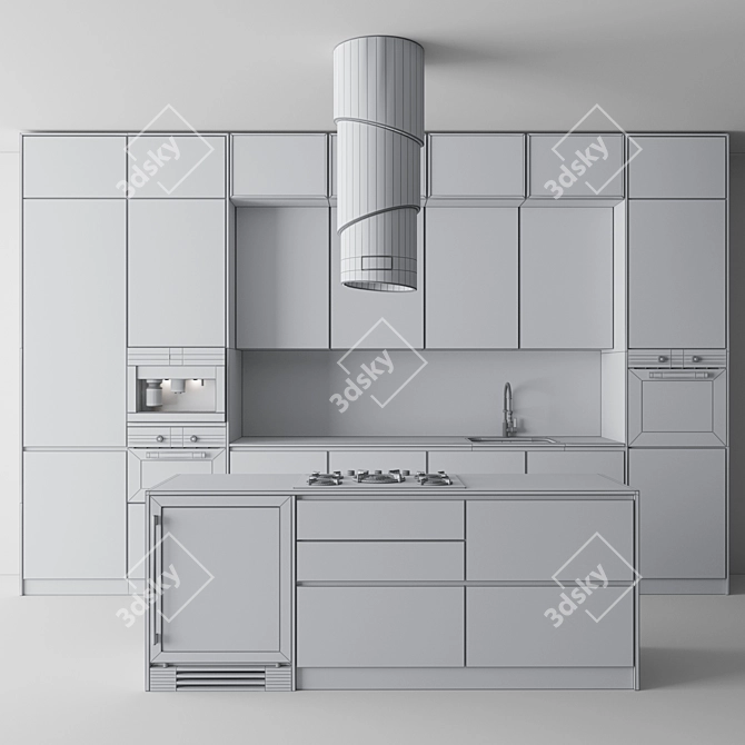 Modern Kitchen with Island - 24 3D model image 5