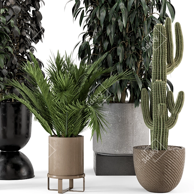 Modern Indoor Plants in Ferm Living Bau Pot Set 3D model image 5