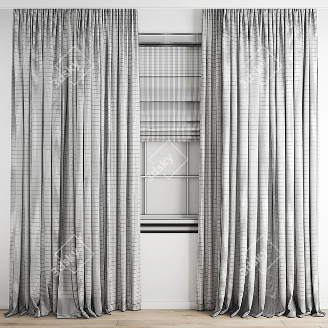 Premium Polygonal Curtain Model 3D model image 5