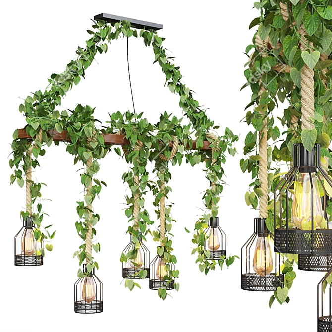 Industrial Rope Island Chandelier 3D model image 4