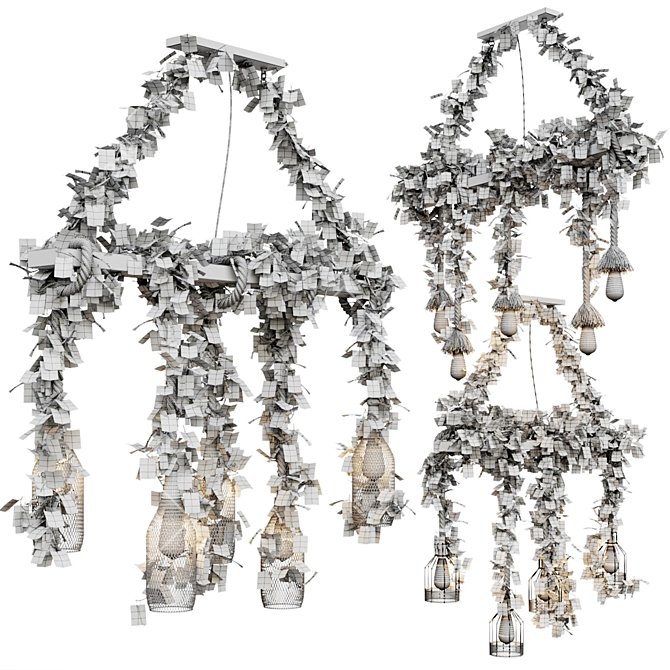 Industrial Rope Island Chandelier 3D model image 5