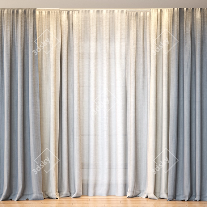 Sleek 4K Textured Minimalistic Curtain 3D model image 1