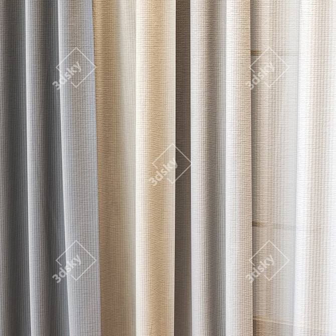 Sleek 4K Textured Minimalistic Curtain 3D model image 2