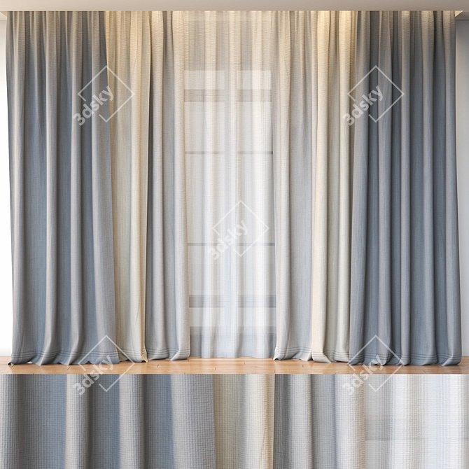 Sleek 4K Textured Minimalistic Curtain 3D model image 5