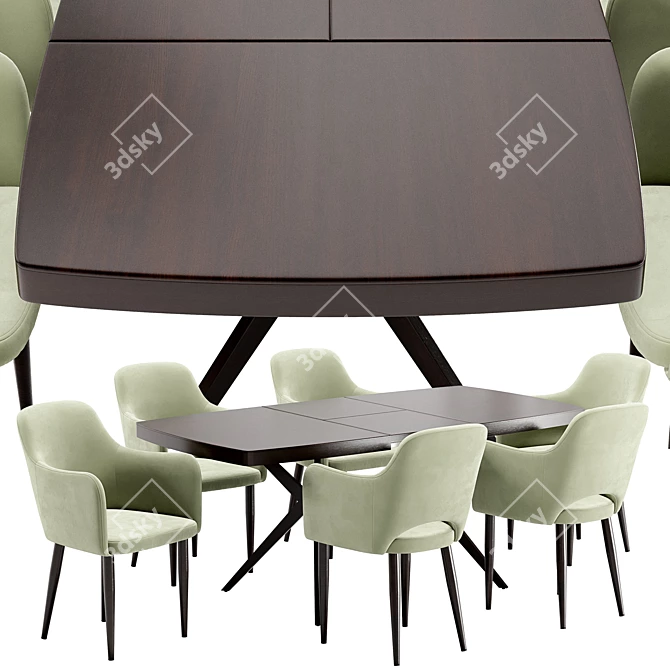 Modern Ledger Dining Chair and Oscar Table Set 3D model image 3