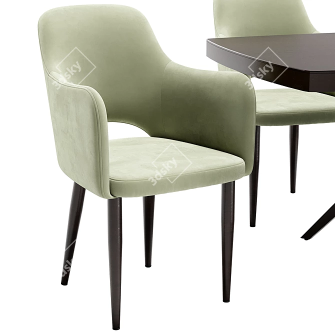 Modern Ledger Dining Chair and Oscar Table Set 3D model image 4