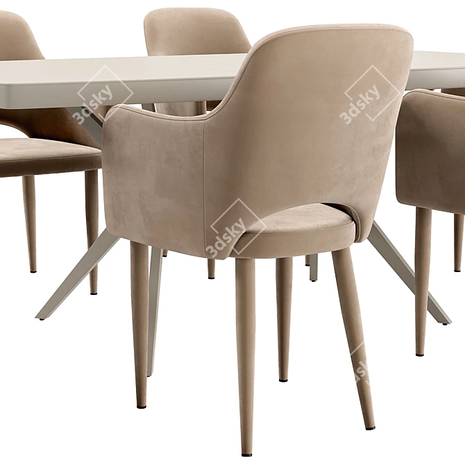 Modern Ledger Dining Chair and Oscar Table Set 3D model image 5