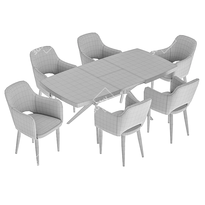 Modern Ledger Dining Chair and Oscar Table Set 3D model image 6