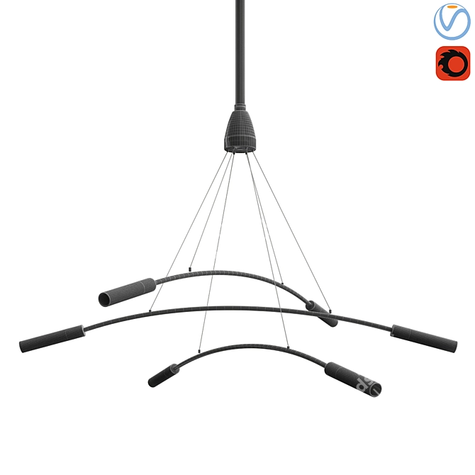 Modern LED Chandelier: Stylish Illumination 3D model image 2