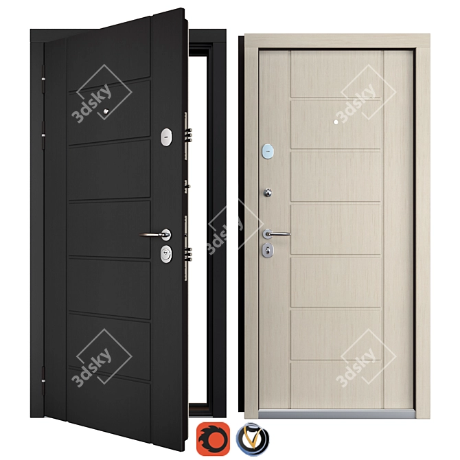 Title: Galaktika (Favorit) Entrance Metal Door 3D model image 1