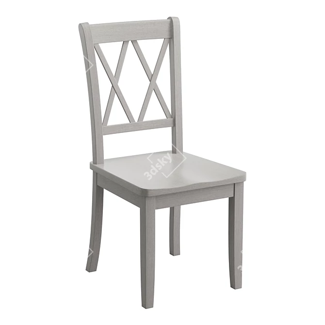 French Cottage Style Solid Wood Cross Back Chair 3D model image 1