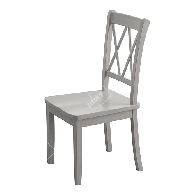 French Cottage Style Solid Wood Cross Back Chair 3D model image 5