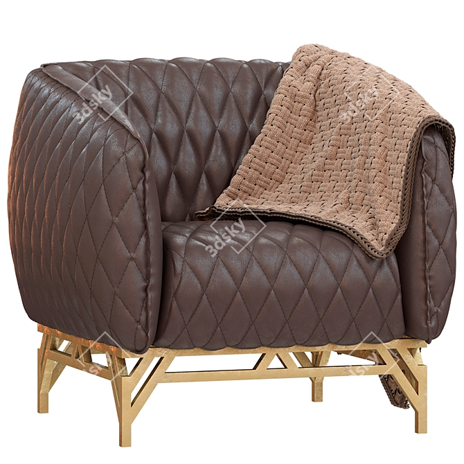 Elegant Quilted Diplomat Armchair 3D model image 1