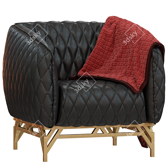 Elegant Quilted Diplomat Armchair 3D model image 3