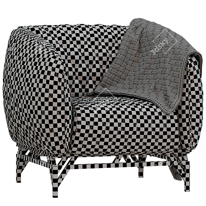 Elegant Quilted Diplomat Armchair 3D model image 5