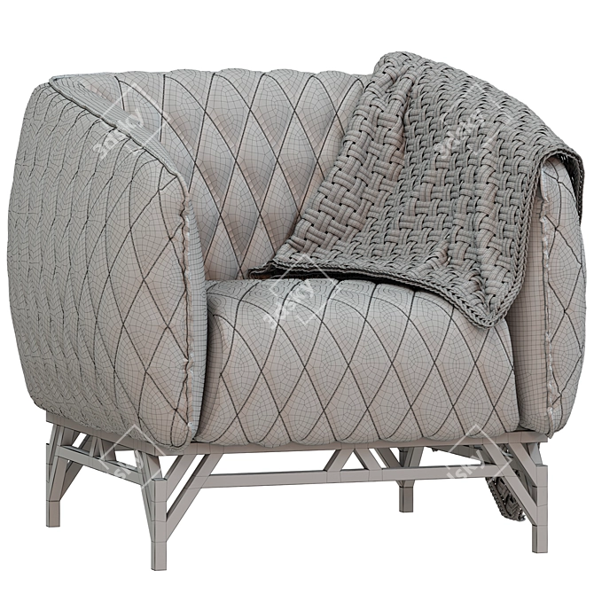 Elegant Quilted Diplomat Armchair 3D model image 6