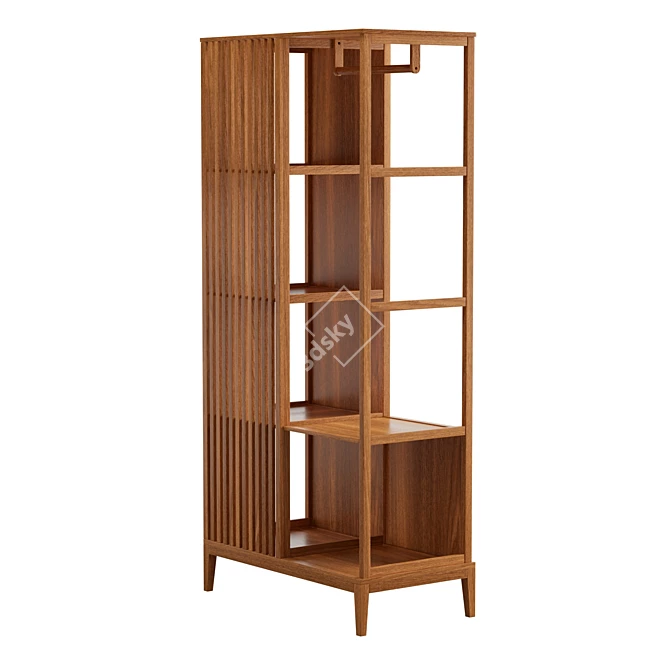 Bohemian Bamboo Sliding Wardrobe 3D model image 4