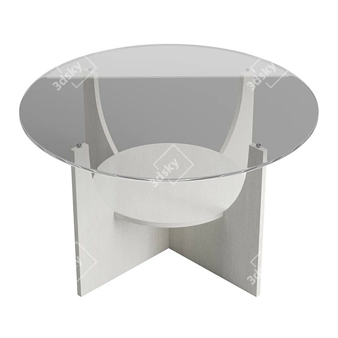 Versatile Glass-Top Circular Coffee Table 3D model image 2