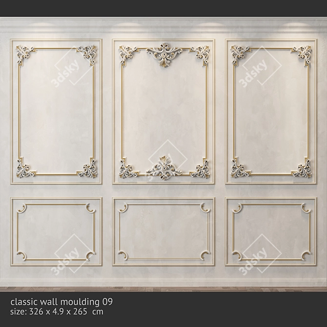 Elegant Wall Molding Design 3D model image 1