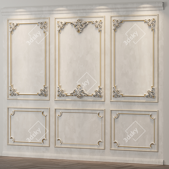 Elegant Wall Molding Design 3D model image 2