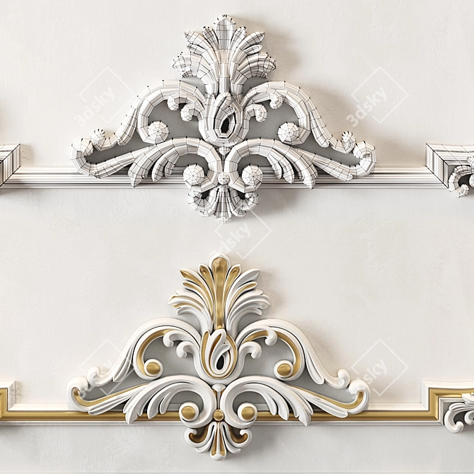 Elegant Wall Molding Design 3D model image 4