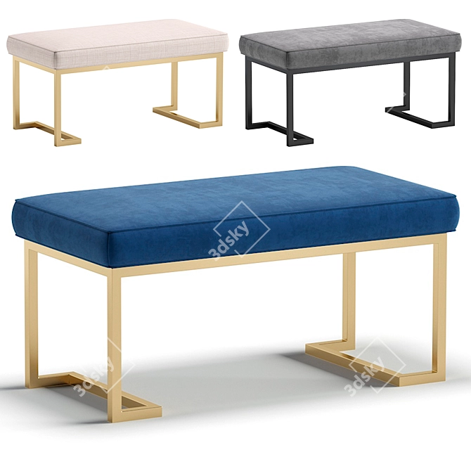 Elegant Richmond Bench in 3 Color Options 3D model image 1