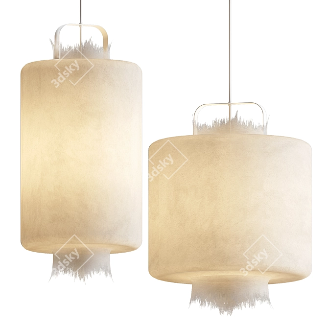 Elegant Kimono Pendant Light 3D model image 1