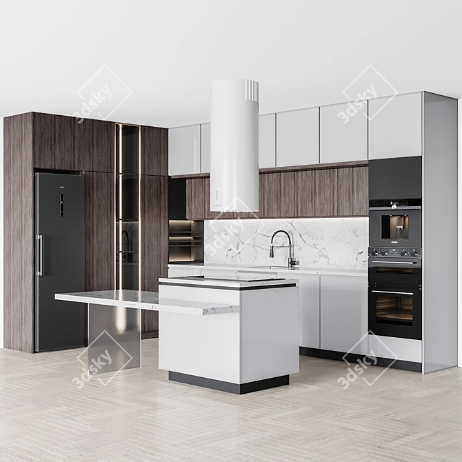 Versatile Modern Kitchen 3D model image 1