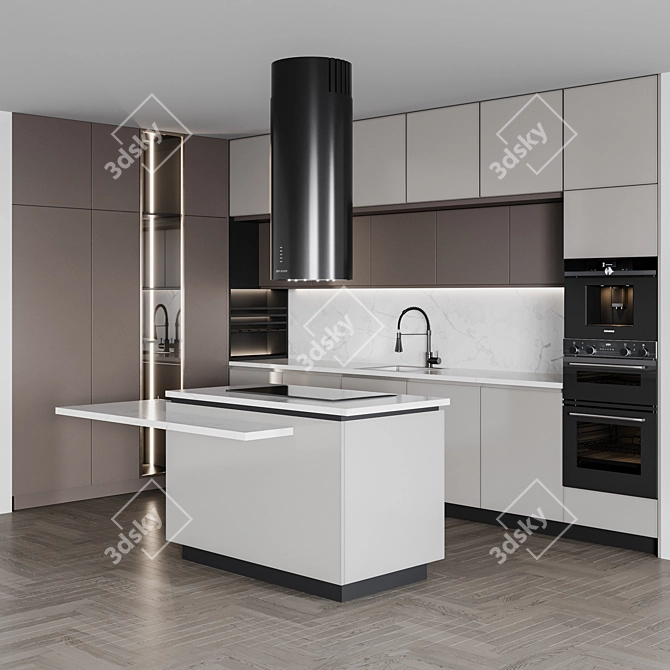 Versatile Modern Kitchen 3D model image 11